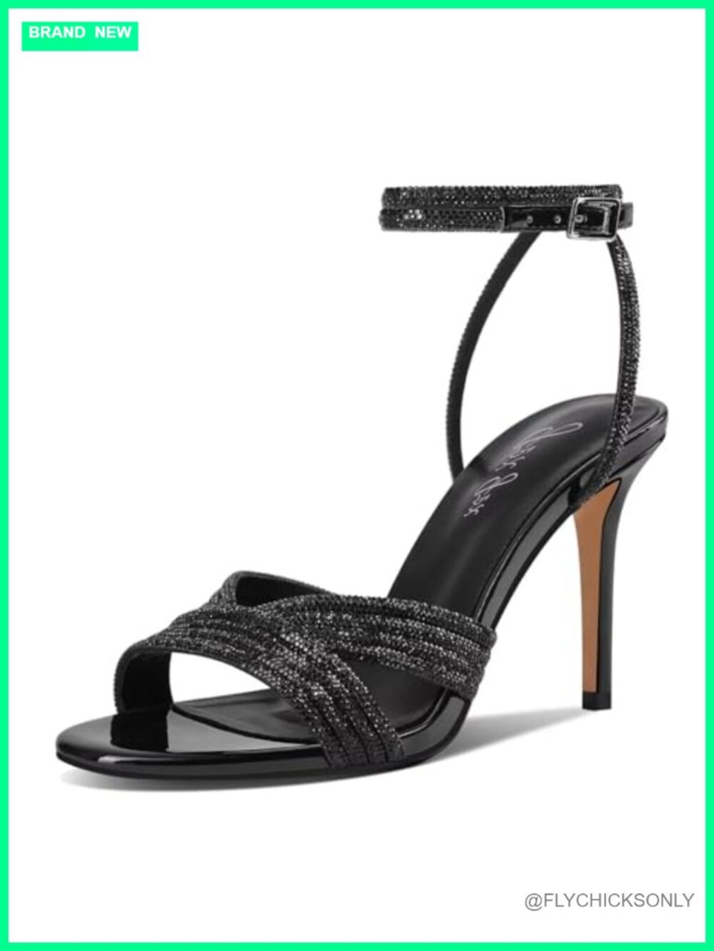 Rhinestone High Heel Sandals Sparkly Stiletto Ankle Strap Open Toe Dressy